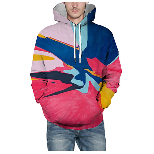 

Men's Pullover Hoodie Sweatshirt Graphic 3D Hooded Daily 3D Print Basic Hoodies Sweatshirts Long Sleeve Blushing Pink