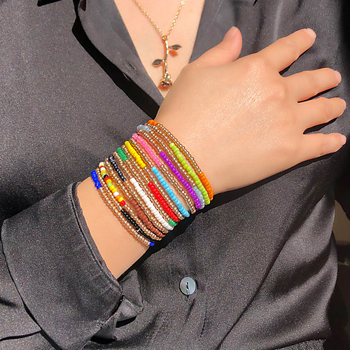 

5pcs Women's Bead Bracelet Friendship Bracelet Wrap Bracelet Beads Fashion Simple Colorful Fashion Trendy Boho Glass Bracelet Jewelry Rainbow / Orange / Red For Prom Date Birthday Beach Festival