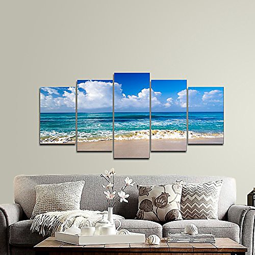 

5 Panel Wall Art Canvas Prints Painting Artwork Picture Beach Sea Landscape Home Decoration Décor Stretched Frame / Rolled