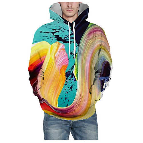

Men's Pullover Hoodie Sweatshirt Graphic 3D Hooded Daily 3D Print Basic Hoodies Sweatshirts Long Sleeve Rainbow