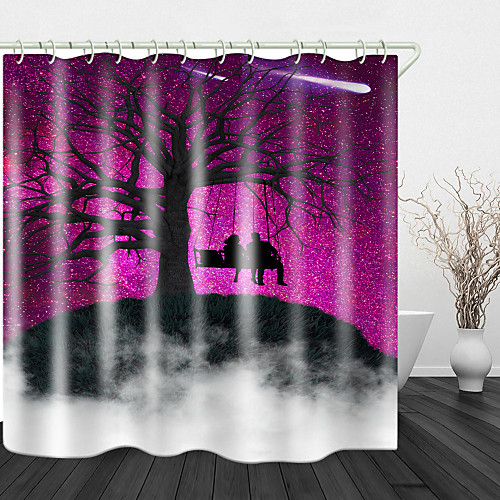 

Purple sky Print Waterproof Fabric Shower Curtain for Bathroom Home Decor Covered Bathtub Curtains Liner Includes with Hooks
