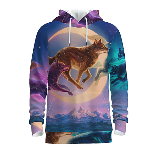 

Men's Pullover Hoodie Sweatshirt Graphic Animal Hooded Daily 3D Print Basic Hoodies Sweatshirts Long Sleeve Blue
