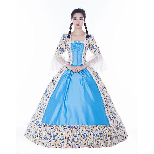 

Maria Antonietta Retro Vintage Rococo 18th Century Vacation Dress Dress Masquerade Prom Dress Women's Satin Costume Blue Vintage Cosplay Party Prom Long Sleeve Floor Length Ball Gown Plus Size