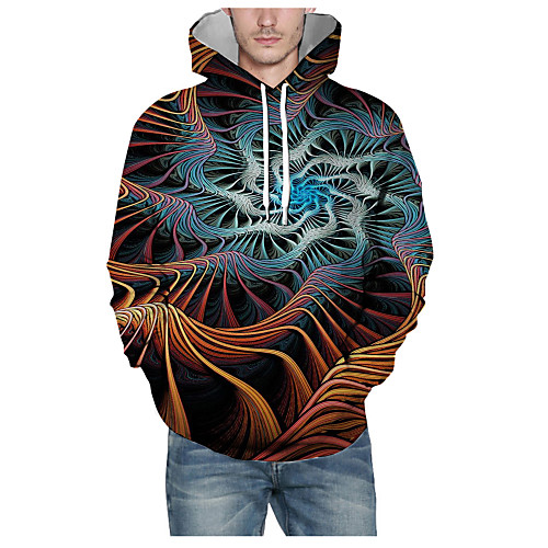 

Men's Pullover Hoodie Sweatshirt Print Graphic 3D Hooded Daily 3D Print Basic Hoodies Sweatshirts Long Sleeve Black