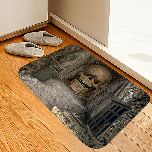 

Halloween Corridor Skull Digital Printing Floor Mat Flowers Kitten Girl Modern Bath Mats Nonwoven / Memory Foam Novelty Bathroom