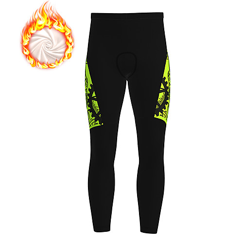 

21Grams Men's Cycling Tights Winter Fleece Bike Tights Padded Shorts / Chamois Pants Thermal Warm Fleece Lining Breathable Sports Novelty Gear White / Green Mountain Bike MTB Road Bike Cycling