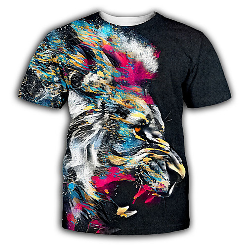 

Men's Tee T shirt 3D Print Graphic Print Short Sleeve Party Tops Exaggerated Round Neck Rainbow / Summer