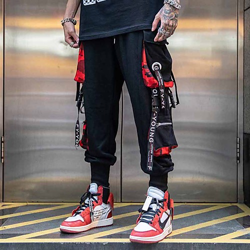 

Men's Basic Outdoor Daily Tactical Cargo Pants Multi Color Ankle-Length Black