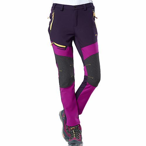 

Women's Hiking Pants Trousers Softshell Pants Winter Outdoor Thermal Warm Waterproof Windproof Insulated Fleece Lined 5 Zipper Pocket Elastic Waist Pants Purple Army Green Dark Gray