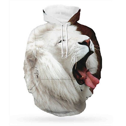

Men's Pullover Hoodie Sweatshirt Graphic Animal Hooded Daily 3D Print Basic Hoodies Sweatshirts Long Sleeve White