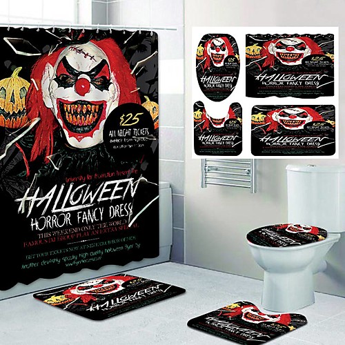 

Fresh Seaside Pattern PrintingBathroom Shower Curtain Leisure Toilet Four-Piece Design