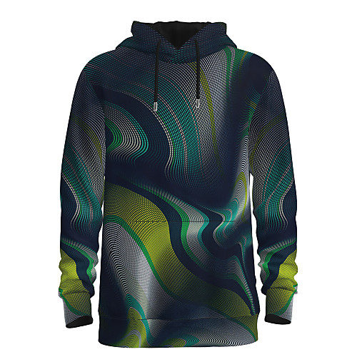 

Men's Pullover Hoodie Sweatshirt Striped Graphic 3D Hooded Daily 3D Print Basic Hoodies Sweatshirts Long Sleeve Green