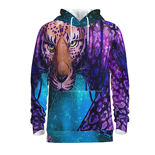 

Men's Pullover Hoodie Sweatshirt Graphic Animal Hooded Daily 3D Print Basic Hoodies Sweatshirts Long Sleeve Purple