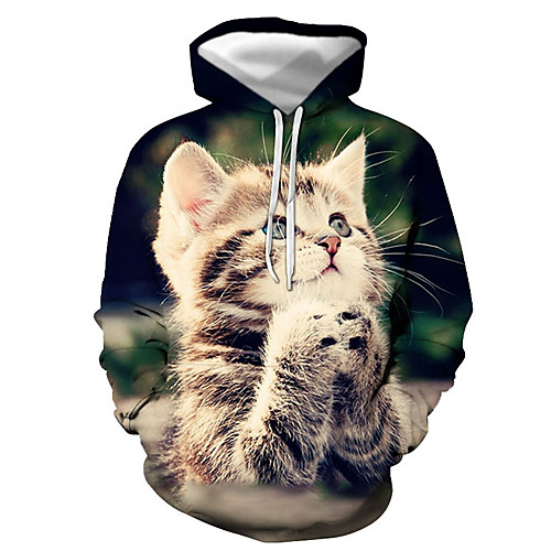 

Men's Pullover Hoodie Sweatshirt Graphic Animal Hooded Daily Going out 3D Print Basic Casual Hoodies Sweatshirts Long Sleeve White