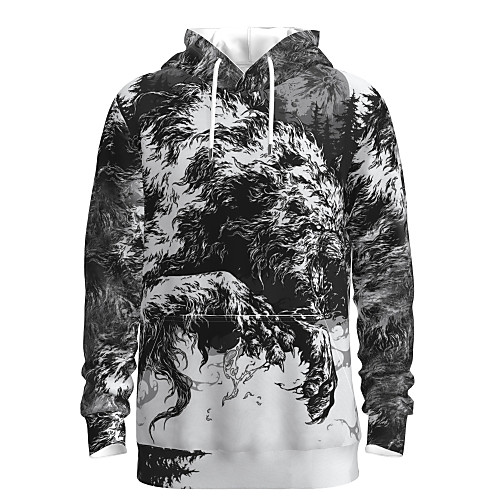 

Men's Pullover Hoodie Sweatshirt Graphic 3D Hooded Daily 3D Print Basic Hoodies Sweatshirts Long Sleeve Black