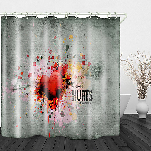 

Wounded Heart Print Waterproof Fabric Shower Curtain for Bathroom Home Decor Covered Bathtub Curtains Liner Includes with Hooks