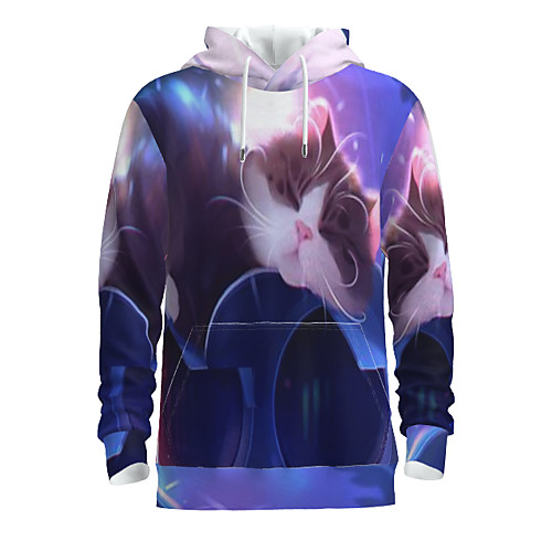 

Men's Pullover Hoodie Sweatshirt Graphic Animal Hooded Daily 3D Print Basic Hoodies Sweatshirts Long Sleeve Blue