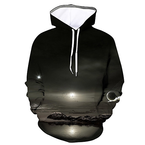 

Men's Pullover Hoodie Sweatshirt Graphic Hooded Daily Going out 3D Print Basic Casual Hoodies Sweatshirts Long Sleeve Black