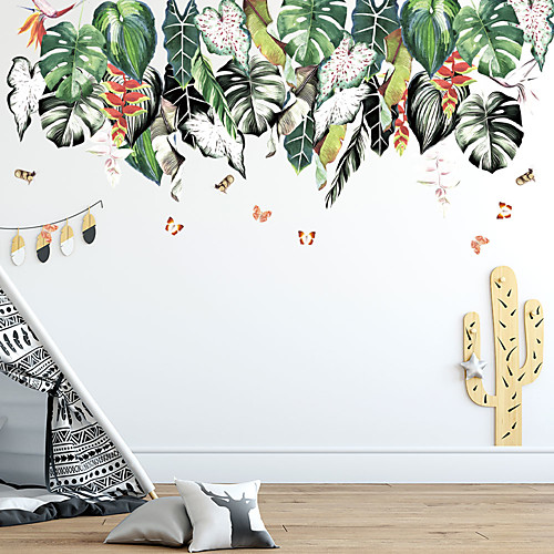 

WallDecals Decor Vinyl DIY Green Tree Leaves and Floral Wall Stickers Removable Waterproof Wallpaper Decals Art Easy Peel & Stick for Kids Room Living Room Bedroom 30904CM