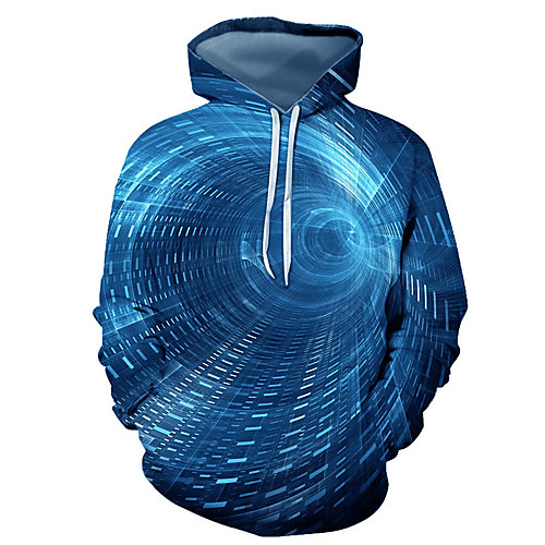 

Men's Pullover Hoodie Sweatshirt Graphic Hooded Daily Going out 3D Print Basic Casual Hoodies Sweatshirts Long Sleeve Blue