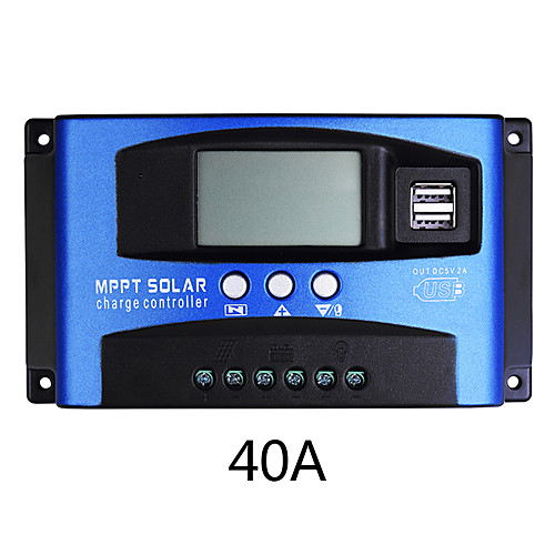 

40A MPPT Solar Charge Controller Dual USB LCD Display Auto Solar Cell Panel Charger Regulator Charge
