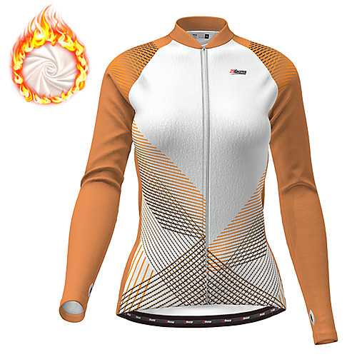 

21Grams Women's Long Sleeve Cycling Jersey Winter Fleece Polyester White Gradient Geometic Bike Jersey Top Mountain Bike MTB Road Bike Cycling Thermal Warm Fleece Lining Warm Sports Clothing Apparel