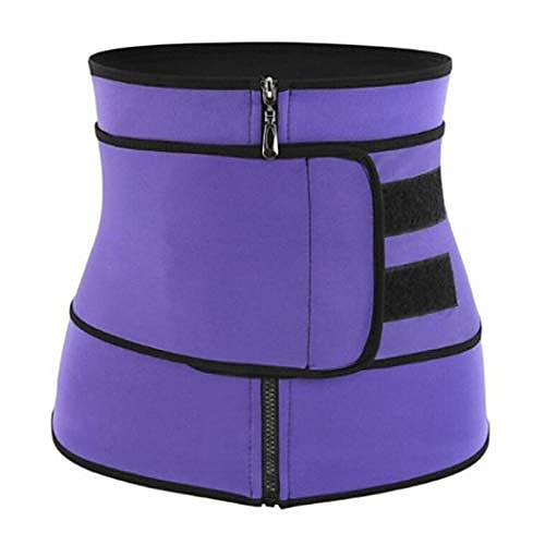 

unisex waist trainer corset,women men body shaping zipper abdomen belt sports belt waist cinchers purple