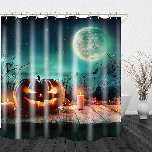 

English Green Leaf Digital Printing Shower Curtain Shower Curtains & Hooks Modern Polyester New Design