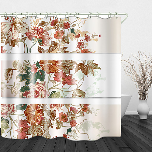 

Painted Beautiful flowers Print Waterproof Fabric Shower Curtain for Bathroom Home Decor Covered Bathtub Curtains Liner Includes with Hooks 72 Inch