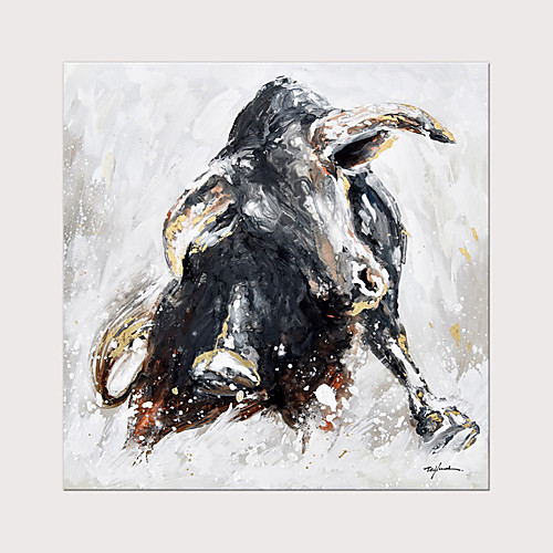 

Oil Painting Hand Painted Square Abstract Animals Modern Rolled Canvas (No Frame)