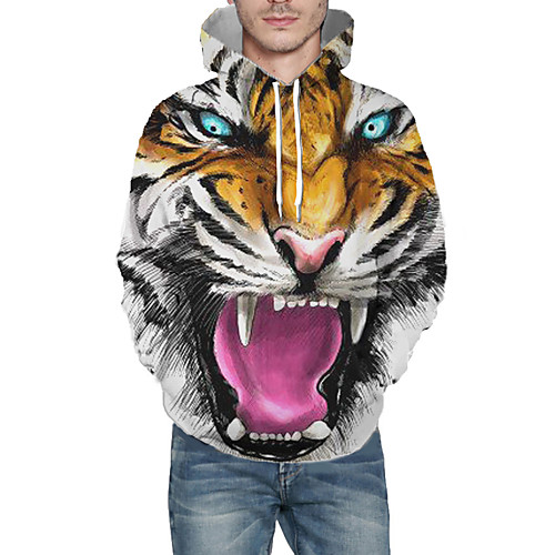 

Men's Pullover Hoodie Sweatshirt Graphic Animal Hooded Daily 3D Print Basic Hoodies Sweatshirts Long Sleeve Yellow