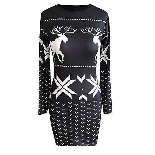 

Women's Sweater Jumper Dress Short Mini Dress Black Red 3/4 Length Sleeve Print Print Fall Strapless Sexy Club Slim 2021 S M L XL XXL / Cotton / Cotton