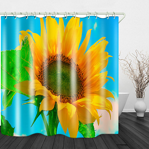 

Sunflowers Under the Blue sky Print Waterproof Fabric Shower Curtain for Bathroom Home Decor Covered Bathtub Curtains Liner Includes with Hooks