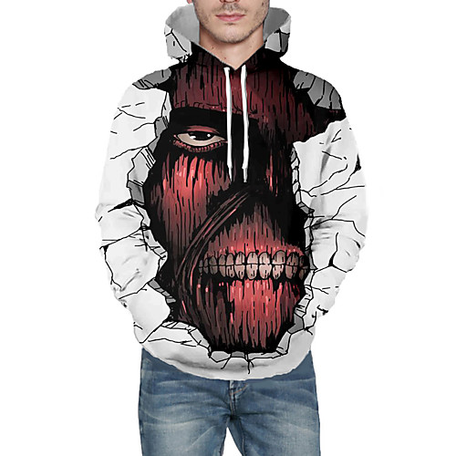 

Men's Pullover Hoodie Sweatshirt Graphic 3D Skull Hooded Daily 3D Print Basic Hoodies Sweatshirts Long Sleeve White