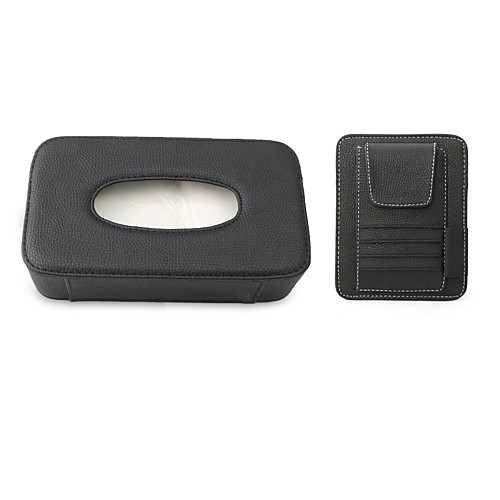 

Genuine Leather Car Visor Tissue Holder with CD Holder Litchi Stria Multi-Functional CD Organizer Visor Tissue Box Bag Card Slot for Car & Truck