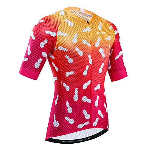 

21Grams Women's Short Sleeve Cycling Jersey Summer Red / Yellow Bike Jersey Top Mountain Bike MTB Road Bike Cycling UV Resistant Quick Dry Breathable Sports Clothing Apparel / Stretchy / Race Fit