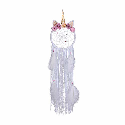 

Boho Dream Catcher Handmade Gift Wall Hanging Decor Art Ornament Craft Unicor Flower Feather for Kids Bedroom Wedding Festival 8420cm