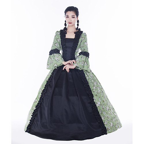 

Maria Antonietta Retro Vintage Rococo 18th Century Vacation Dress Dress Masquerade Prom Dress Women's Satin Costume Green Vintage Cosplay Party Prom Long Sleeve Floor Length Ball Gown Plus Size