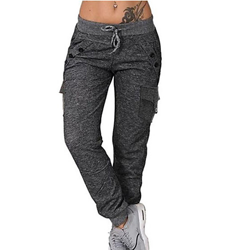 

Women's Basic Cotton Loose Flare Jogger Pants Solid Colored Light gray Dark Gray