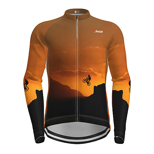 

21Grams Men's Long Sleeve Cycling Jersey Winter Polyester Orange Novelty Bike Jersey Top Mountain Bike MTB Road Bike Cycling Quick Dry Sports Clothing Apparel / Micro-elastic / Athleisure