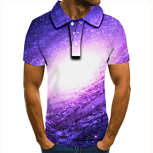 

Men's Golf Shirt Tennis Shirt 3D Print Graphic Print Short Sleeve Daily Tops Basic Purple