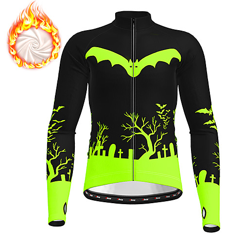 

21Grams Men's Long Sleeve Cycling Jersey Winter Fleece Polyester Orange Green BlackWhite Novelty Funny Bike Jacket Jersey Top Mountain Bike MTB Road Bike Cycling Thermal Warm Fleece Lining Warm