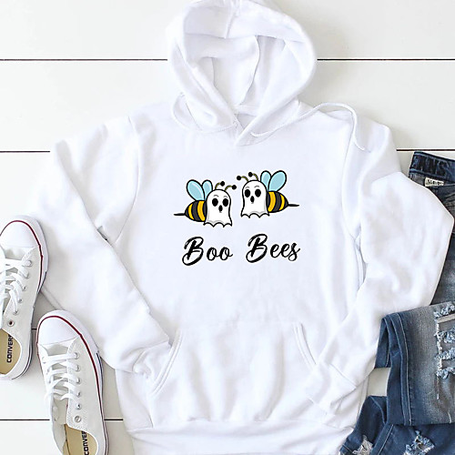 

Women's Hoodie Pullover Graphic Text Letter Daily Weekend Other Prints Basic Casual Hoodies Sweatshirts Cotton Slim Yellow Blushing Pink White