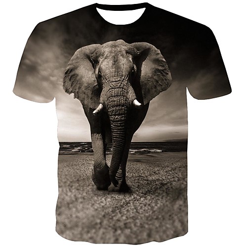 

Men's T shirt Shirt 3D Print Graphic Animal Print Short Sleeve Daily Tops Streetwear Round Neck Dark Gray