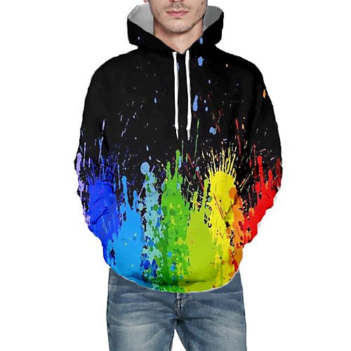 

Men's Pullover Hoodie Sweatshirt Graphic Abstract Hooded Daily 3D Print Basic Hoodies Sweatshirts Long Sleeve Black