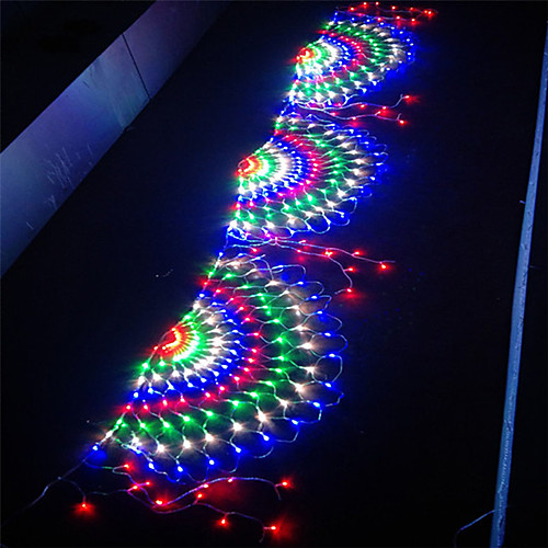 

3.5M 3xPeacock Mesh Net LED String Lights Christmas New Year's Décor Flexible Net String Colorful Lighting for Outdoor Patio Lawn Tree Decor Lamp Holiday Light AC110V 220V Waterproof
