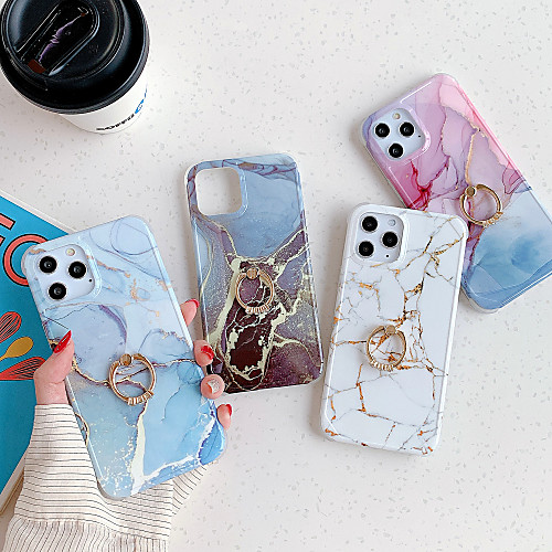 

Case For iPhone 7 8 7plus 8plus X XR XS XSMax SE(2020) iPhone 11 11Pro 11ProMax iPhone 12 Shockproof Ring Holder IMD Ultra-thin Back Cover Marble TPU