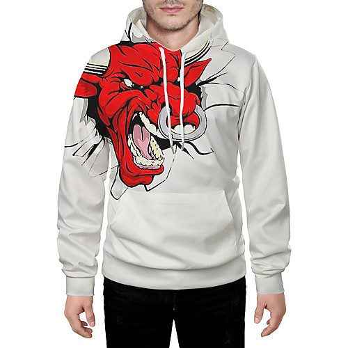 

Men's Pullover Hoodie Sweatshirt Graphic 3D Animal Hooded Daily 3D Print Basic Hoodies Sweatshirts Long Sleeve White