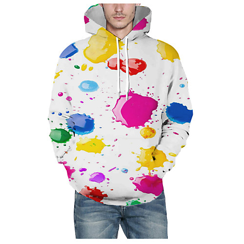 

Men's Pullover Hoodie Sweatshirt Graphic 3D Hooded Daily 3D Print Basic Hoodies Sweatshirts Long Sleeve White