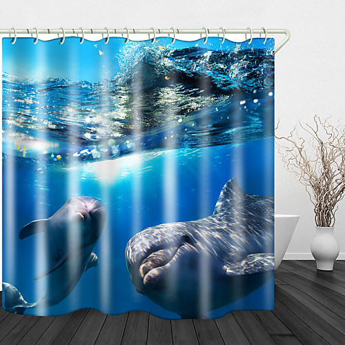 

Two big fish Print Waterproof Fabric Shower Curtain for Bathroom Home Decor Covered Bathtub Curtains Liner Includes with Hooks 72 Inch